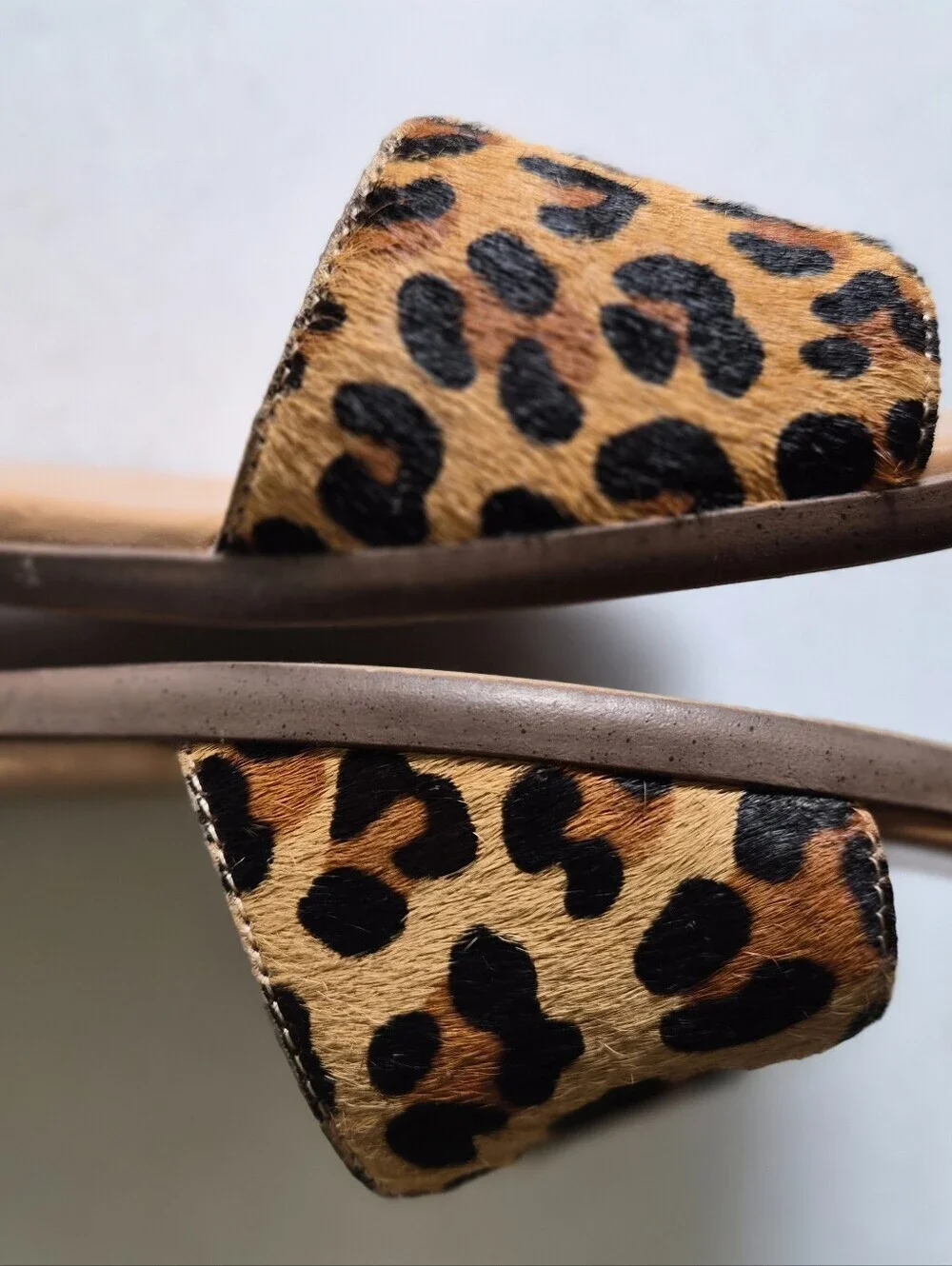 J.Crew Morgan Leopard Calf Hair Peep Toe Flats Size 9.5 Brown Tan Animal Print